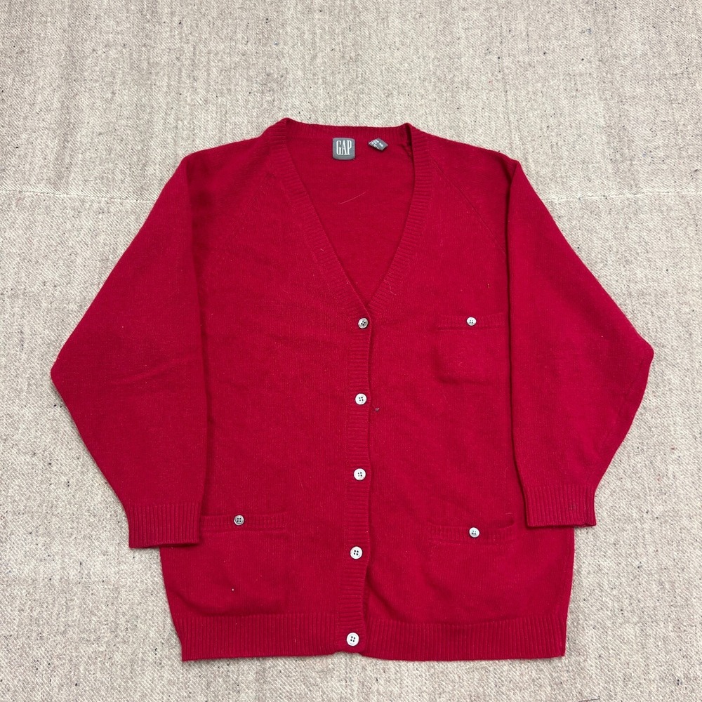 Vintage Gap Cardigan Women's Medium Pink 1990s Pocket Button Up‎